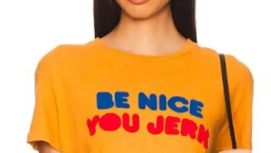 Christa Miller Shrinking 3 Be Nice You Jerk Yellow Tee